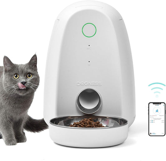 Automatic Cat Feeder with APP, Smart Feed Wifi Pet Feeder for Cat and Small Dog, Smartphone App Portion Control, Fresh Lock System Auto Food Dispenser(White)