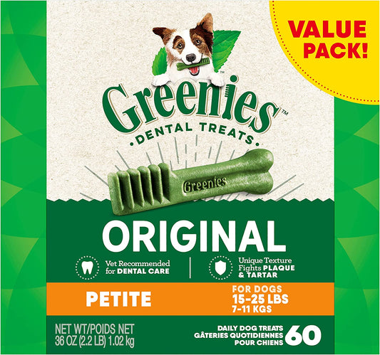 Original Petite Natural Dental Care Dog Treats, 36 Oz. Pack (60 Treats)