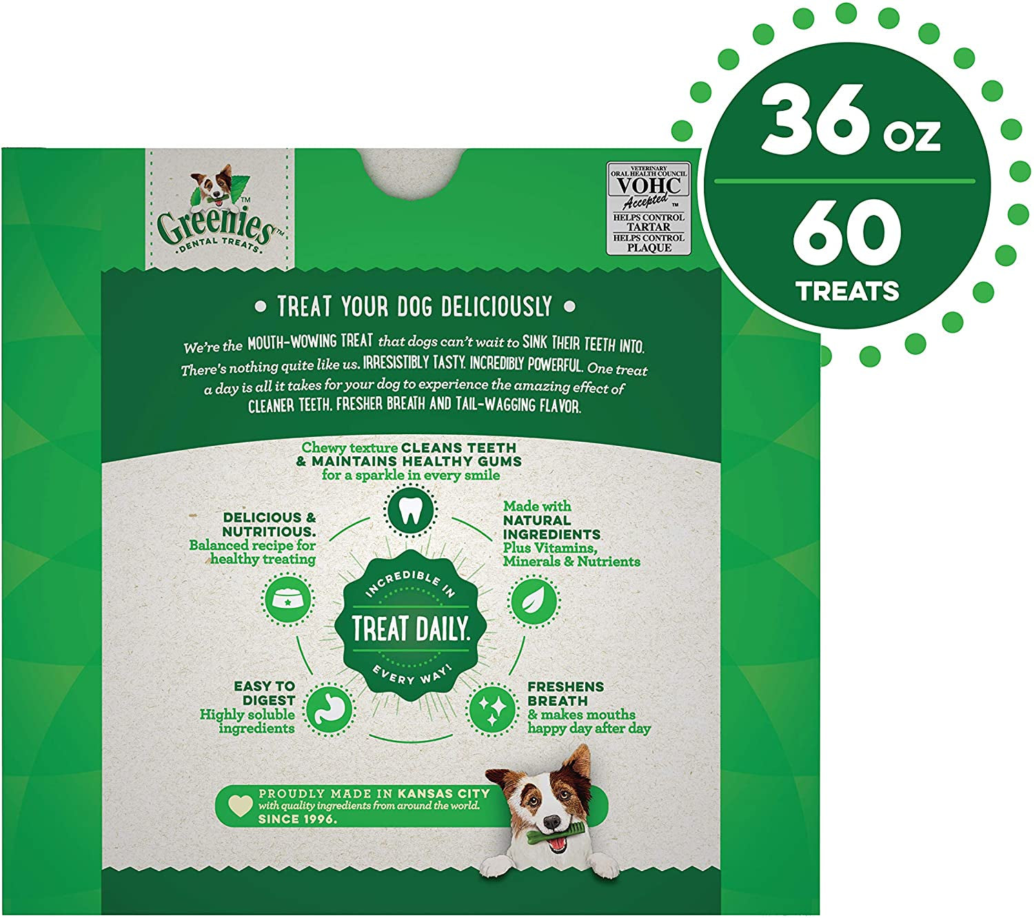 Original Petite Natural Dental Care Dog Treats, 36 Oz. Pack (60 Treats)