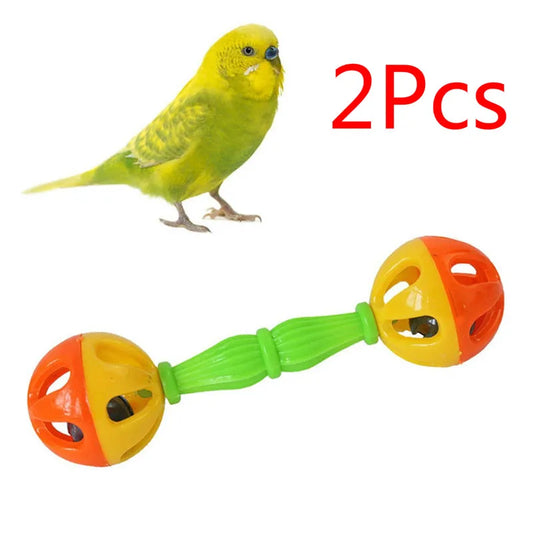 2Pcs Bird Parrot Toy Rattle Birds Fun Interactive Parrot Bird Cage Toy Pet Bird Supplies Training Accessories