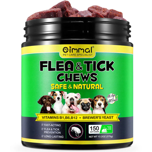 Flea and Tick Prevention for Dogs Chewables Natural Dog Flea & Tick Control Supplement Oral Flea Chew Pills All Breeds and Ages