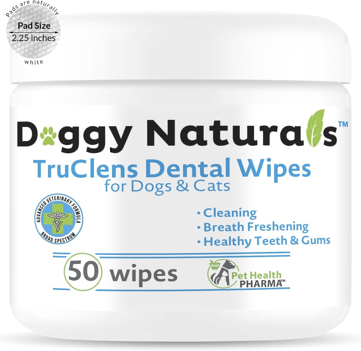 TRUCLENS | Dental Wipes for Dogs and Cats 100Ct Wipes (2 Pack)