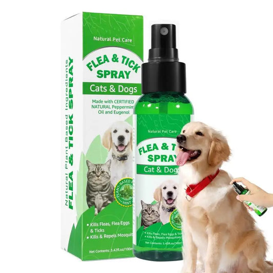 Pet Skin Spray Fleas Tick & Mosquitoes Spray Natural Care Flea and Tick Spray Fleas Control Prevention for Dogs and Cats