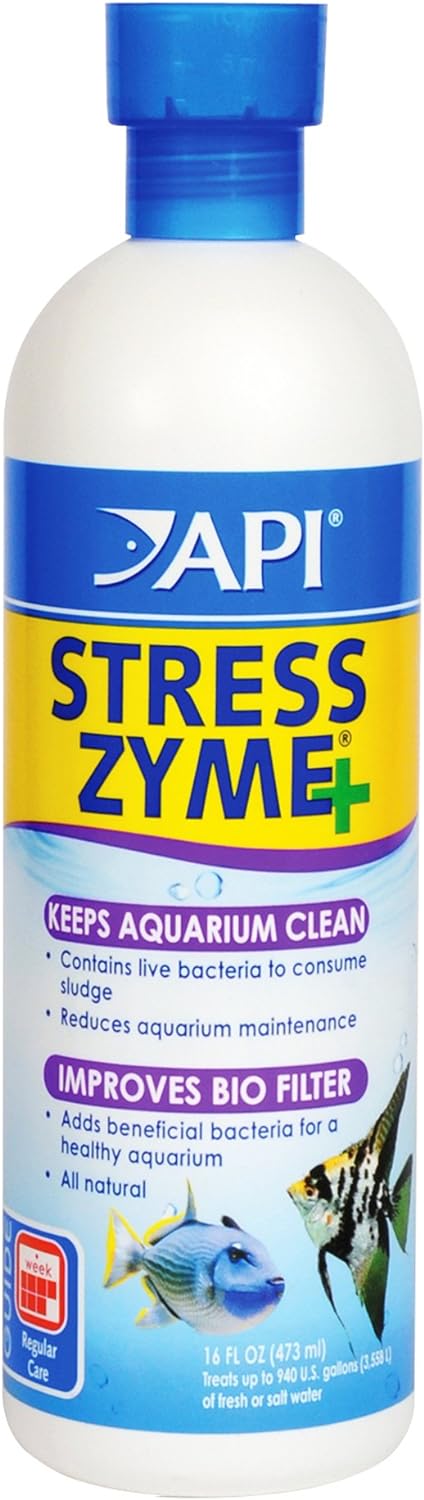 STRESS ZYME Freshwater and Saltwater Aquarium Cleaning Solution 16-Ounce Bottle