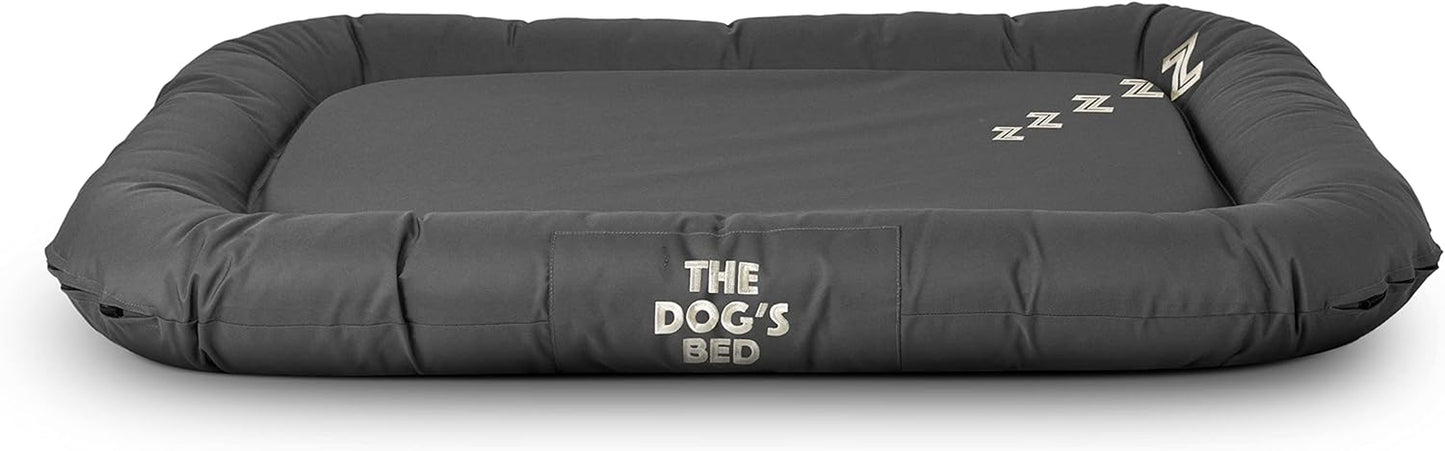 The Dog’S Bed Utility Waterproof Dog Bed, XL Durable Grey Oxford Fabric, YKK Zippers, Washable Reversible Cover, Dog Beds for Home Car Crate & Yard, Puppy & All Pet Comfort